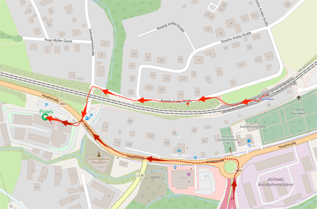 Anreise mit S50/Auto